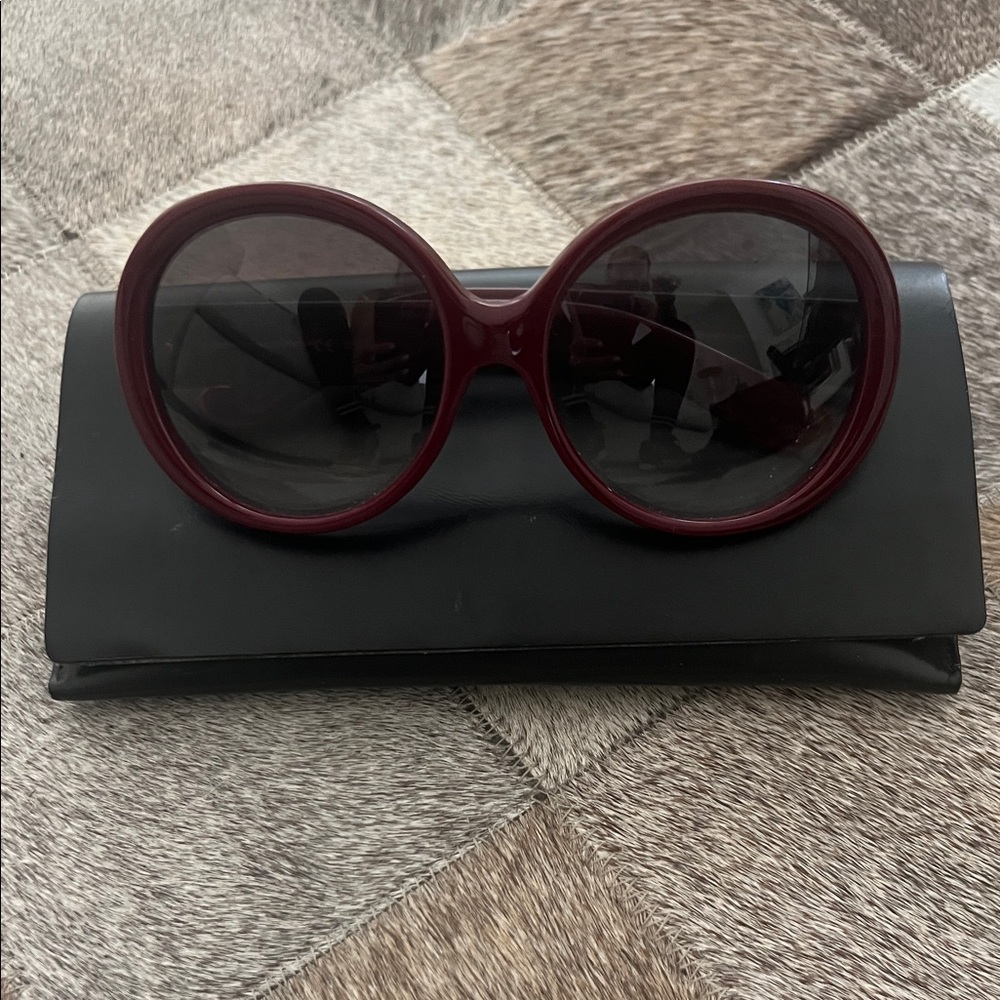 Chic Burgundy Sunglasses YSL with Black Case